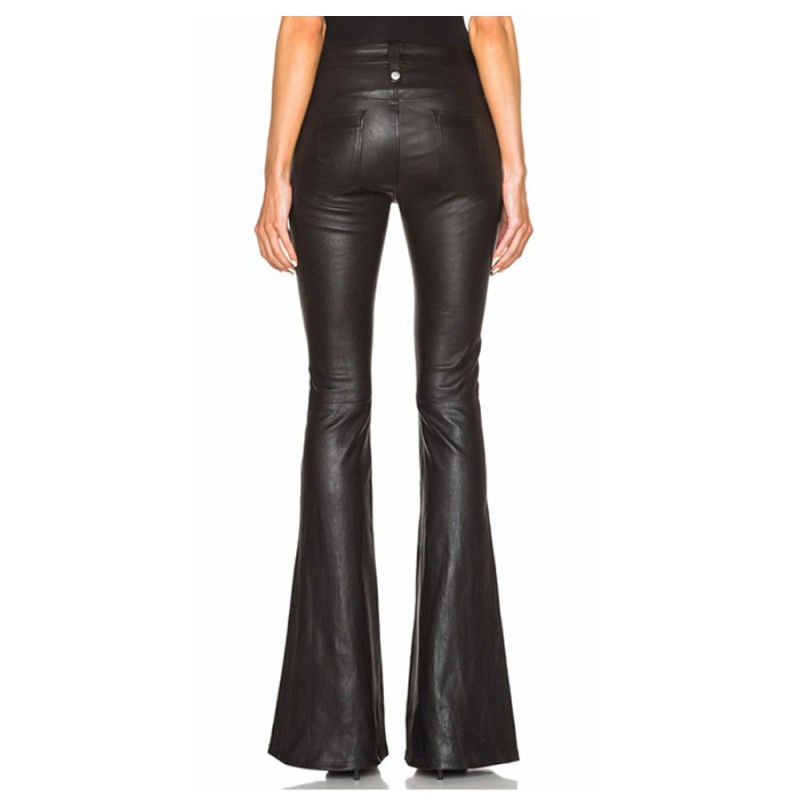 Punk Wind Wide Leg PU Leather Pant Flared Trousers Women Gothic Pant